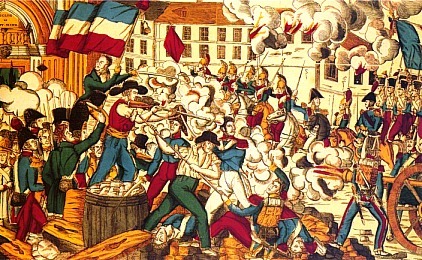 Gravure de la révolte des canuts à Lyon en 1831
